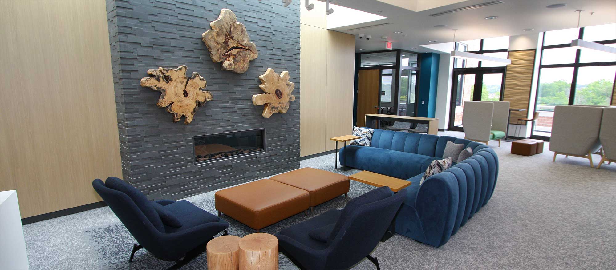 Collaborative shared spaces like cozy fireplace hub